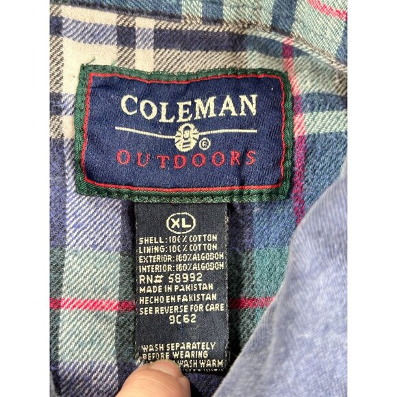 Vtg Coleman Flannel-Lined Denim Shirt Jacket Shacket Casual Outerwear Chore Barn - Picture 7 of 10